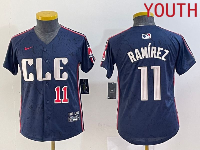 Youth Cleveland Indians #11 Ramirez Blue City Edition Nike 2024 MLB Jersey style 9